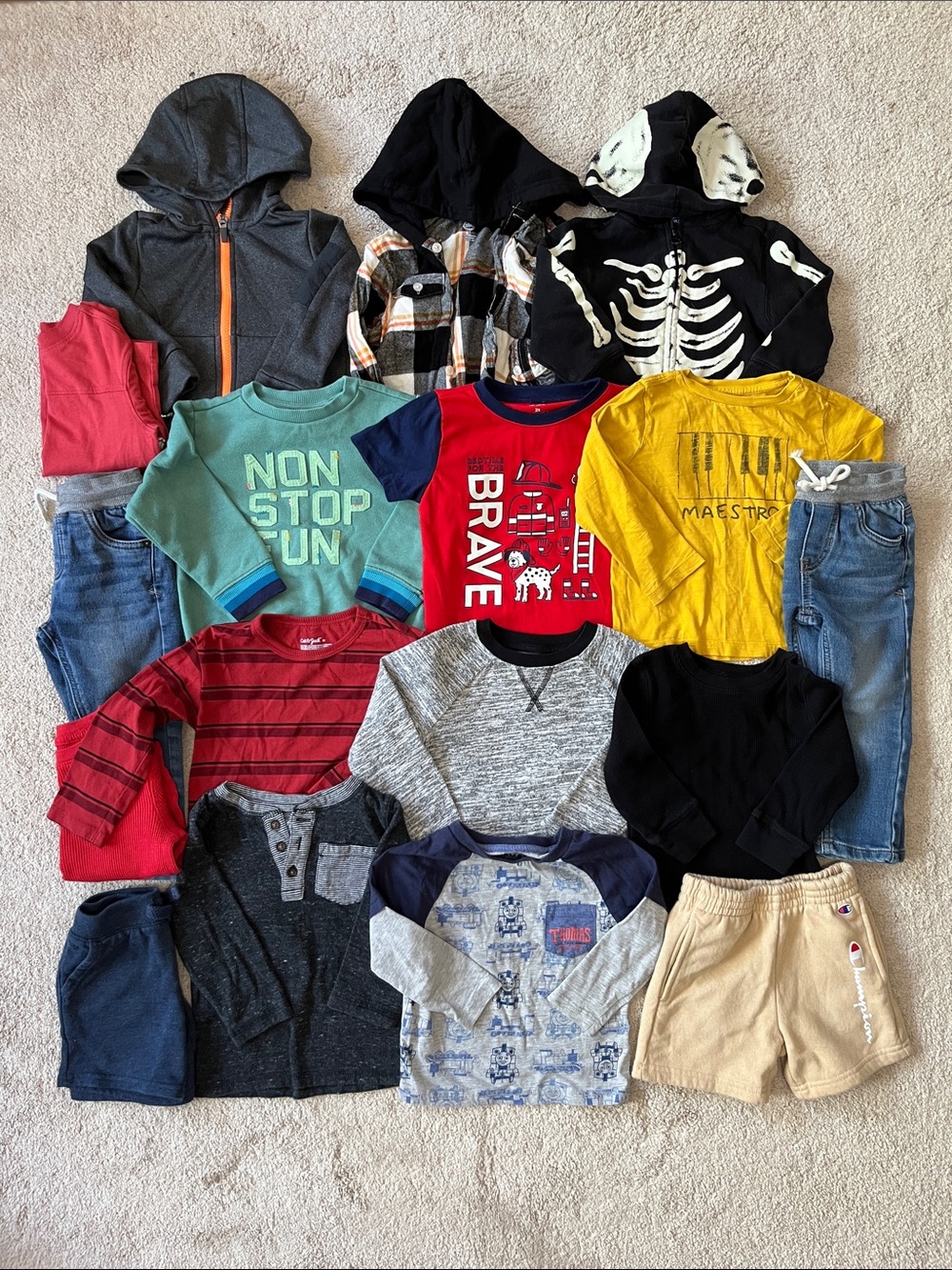 Huge 2T Bundle Black Skeleton Hooded Zip-Up Jacket Warm Winter Clothes